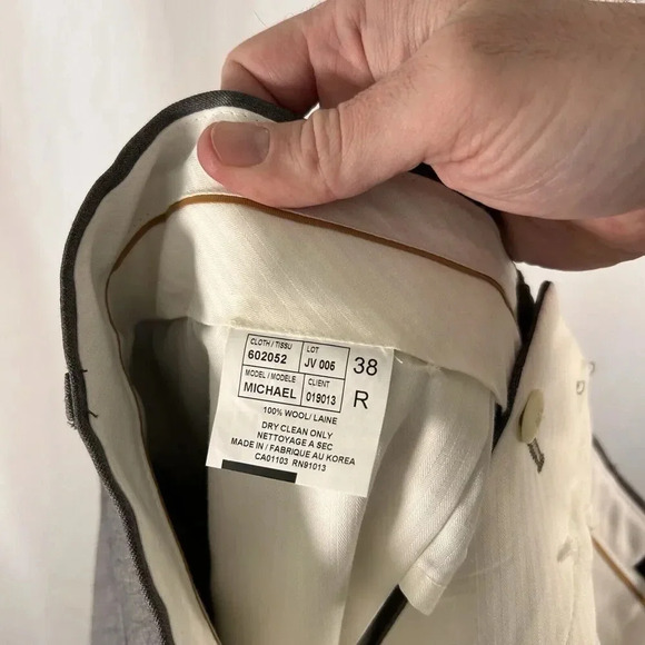 Saks Fifth Avenue Wool Dress Pants Men's 38 Grey Pleated Dry Clean Mid Rise - Picture 9 of 9